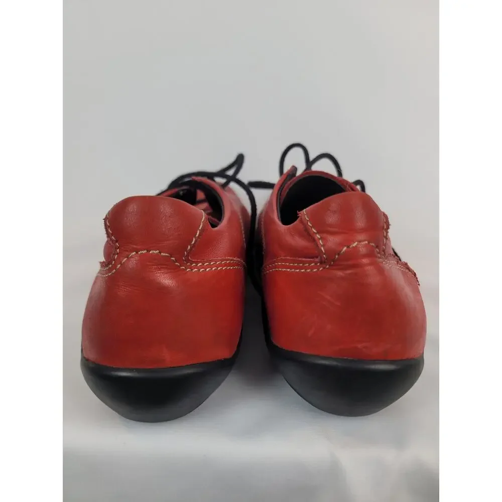 Wolky Women's Rosa Red Lace Up Casual Walking Loafers Size EU 38 US 7